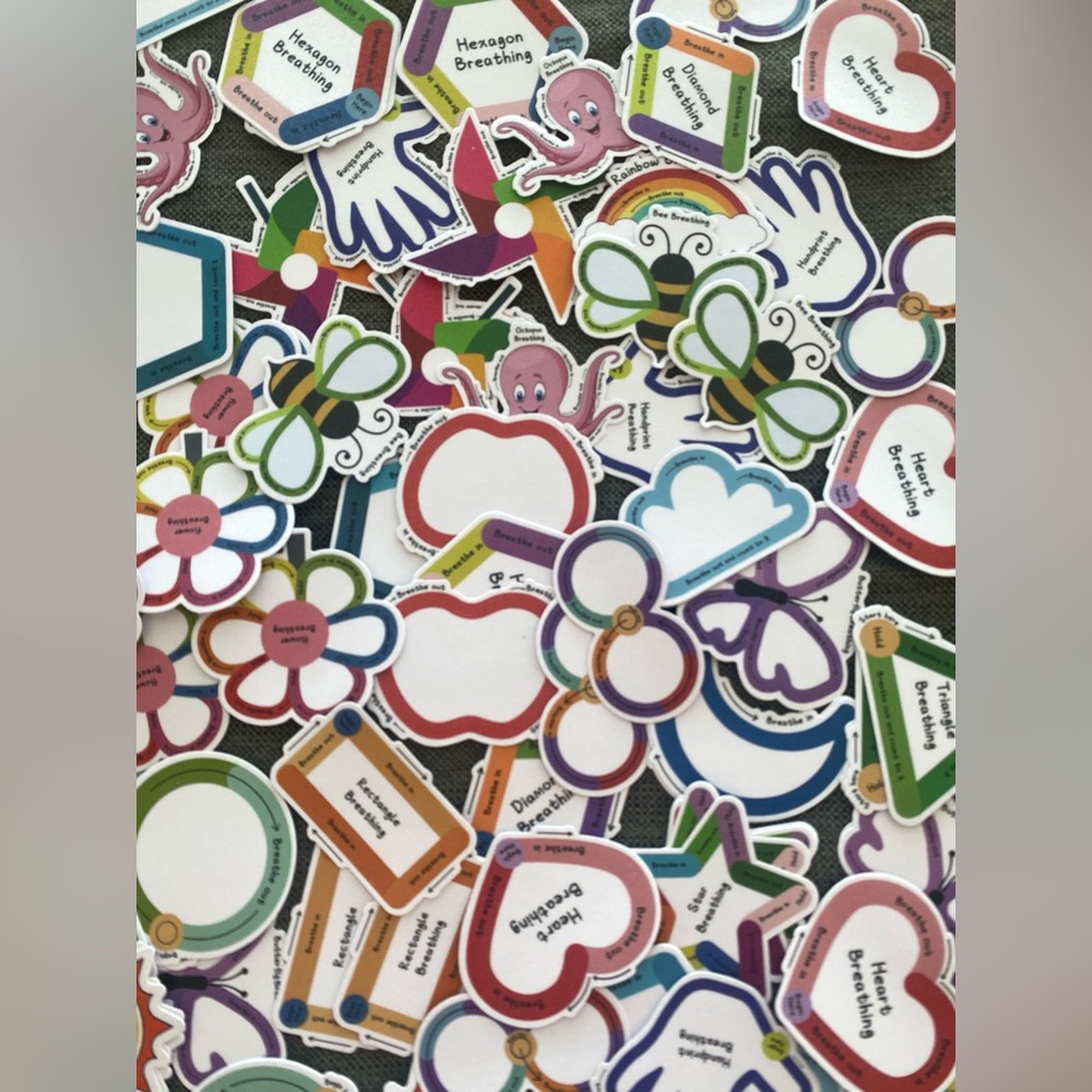 100 Pc Sensory Breathing Stickers Anxiety Calm Mindfulness Fidget Stickers